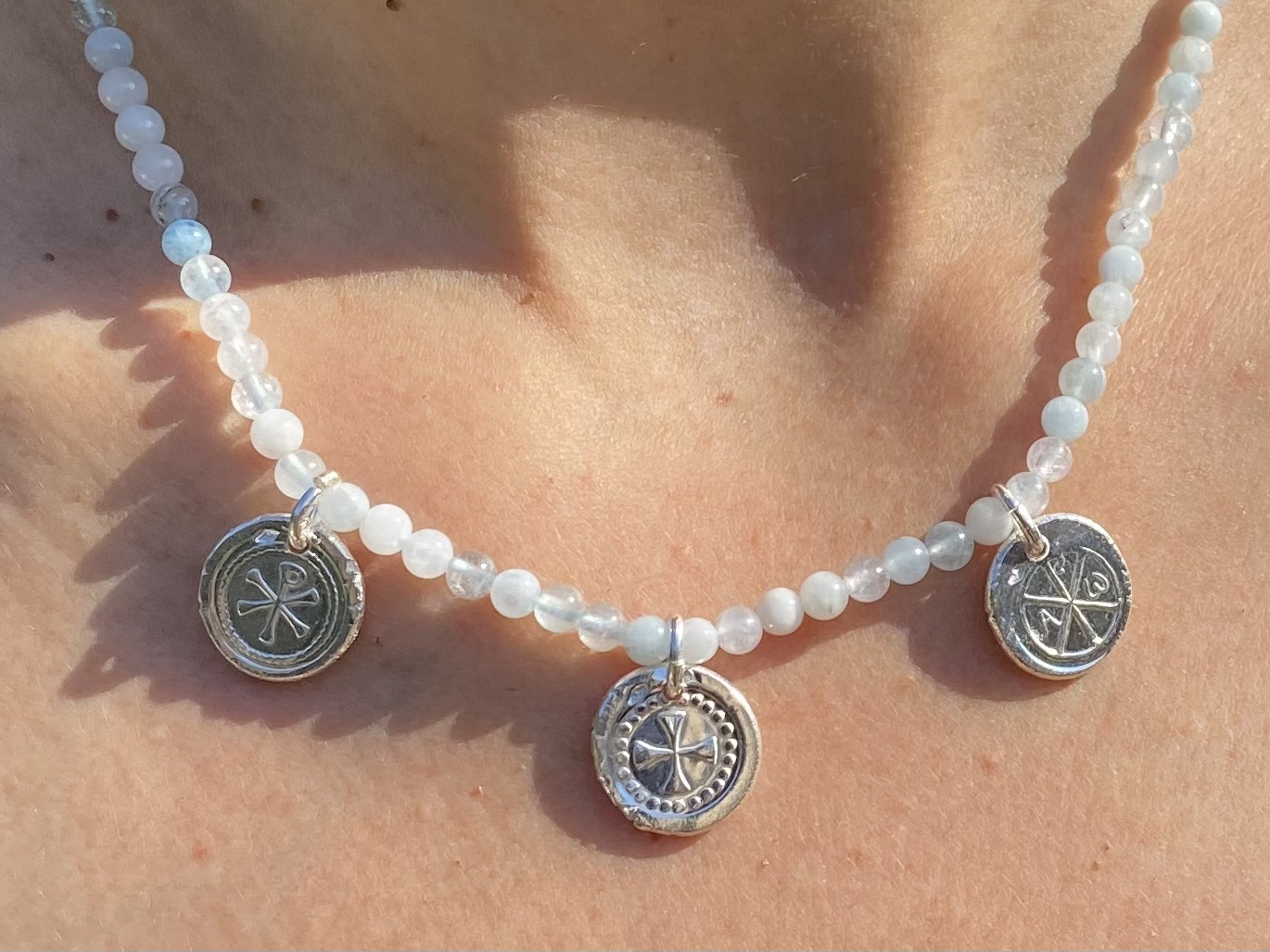 Collier Ras Du Cou En Argent 925 Avec Aigue-marine Et Perle D'eau Douce - Bimonia, Neuf Avec étiquettes